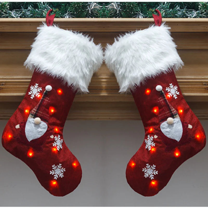 Chaussettes de décoration Noël lumineuses