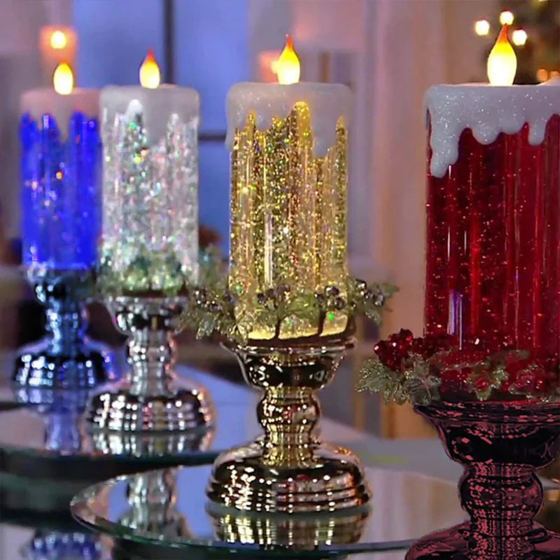 Bougie de Noël avec bougies led de lumière de thé pour la fête de  décoration de Noël