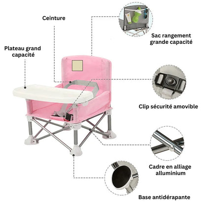 Croque-Table chaise pliable portable (6 mois à 3 ans)