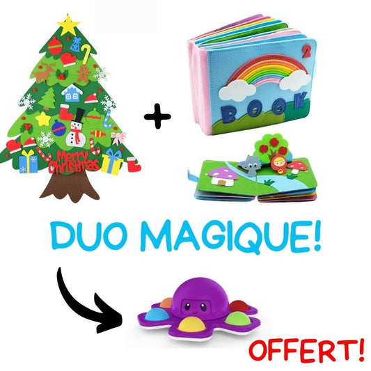 Duo Montessori: Sapin 32pcs + Livre Rainbow Sensoriel avec 1 jouet OFFERT